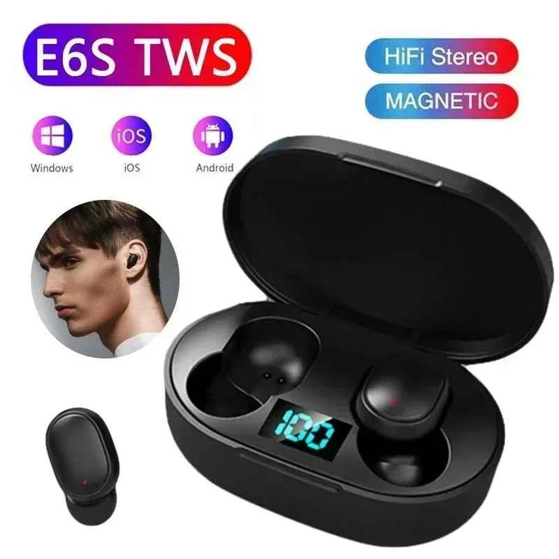 E6S Wireless Bluetooth Earphones Wireless Headphones TWS Headset Noise Cancelling Earbuds with Microphone Headphones for Xiaomi