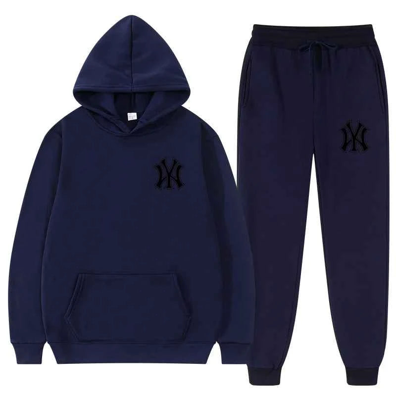 2 Pieces Sets Tracksuit Hooded Sweatshirt +Drawstring Pants Male Sport Hoodies Running Sportswear Men Women Brand Autumn Winter