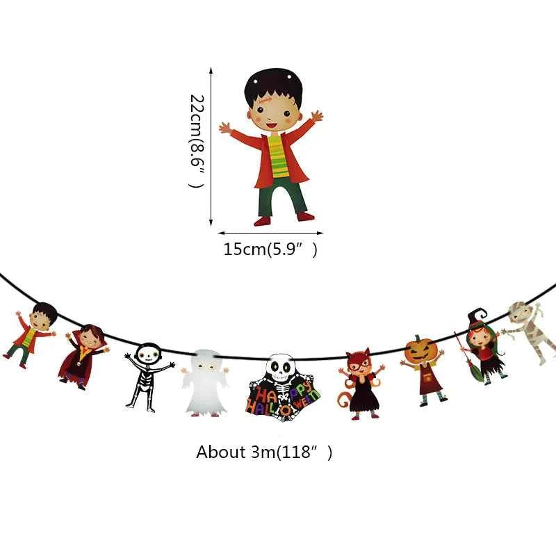 2023 Year Happy Halloween Banner Garland for Halloween Home hanging ornament Decorations Kids Child Favors Creative gift