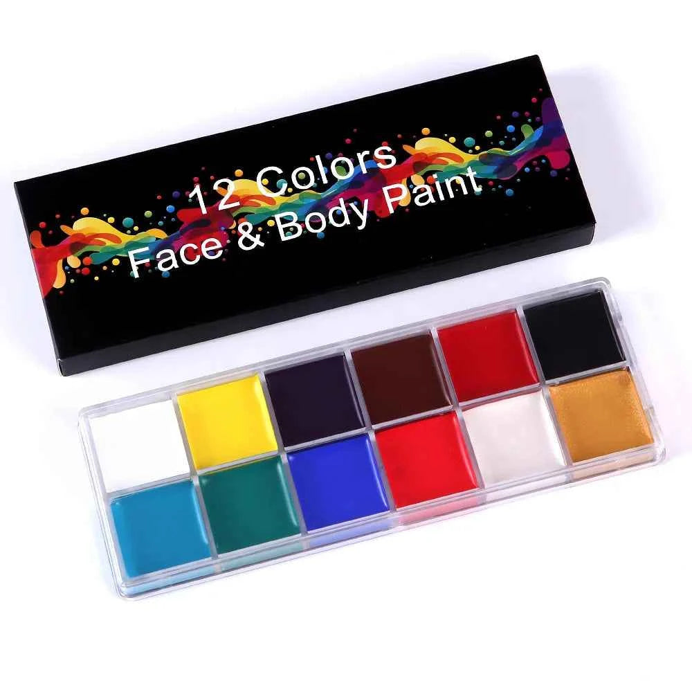 12 colors face&body paint child can use Performance makeup paint palette pinta caritas infantil halloween makeup festival