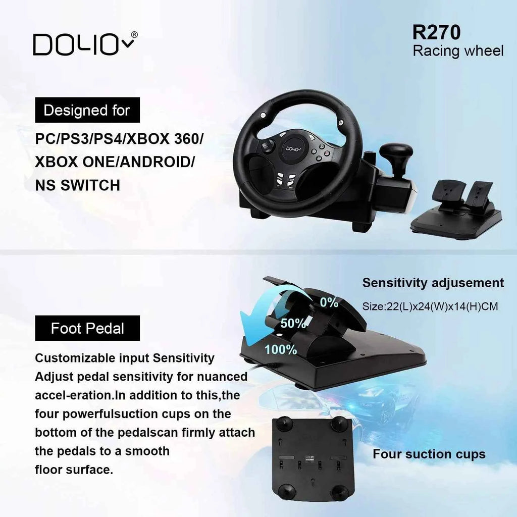 DOYO Gaming Racing Steering Wheel Volante for PC/PS3/Playstation 4/XBOX ONE/XBOX 360/Nintendo Switch/Android
