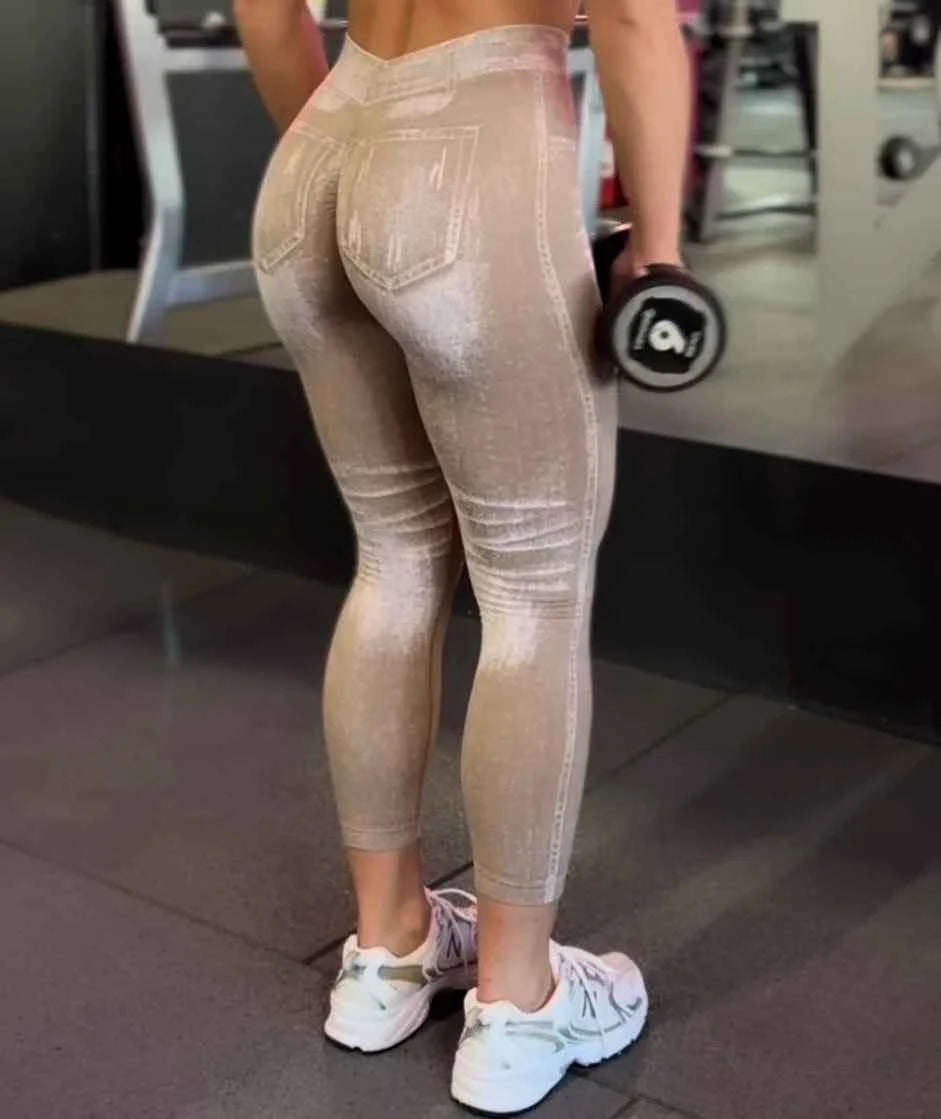 Leggings de Gym Femme Effet Jean V Dos