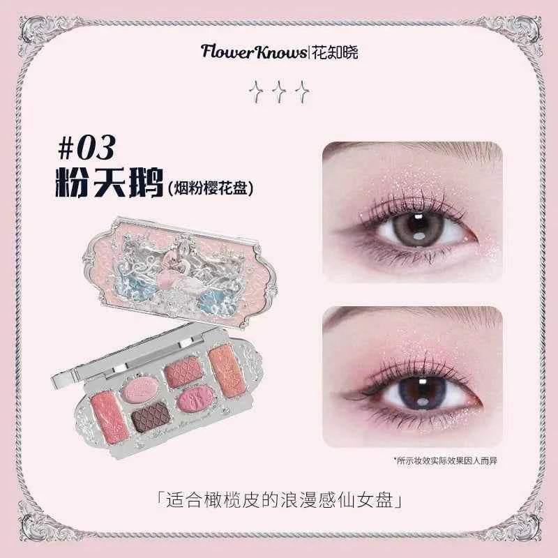 Flower Knows Moonlight Mermaid Eyeshadow Palette 8-Color Matte Shimmer Glitter Eye Makeup Cosmetics Women Beauty Eye Shadow