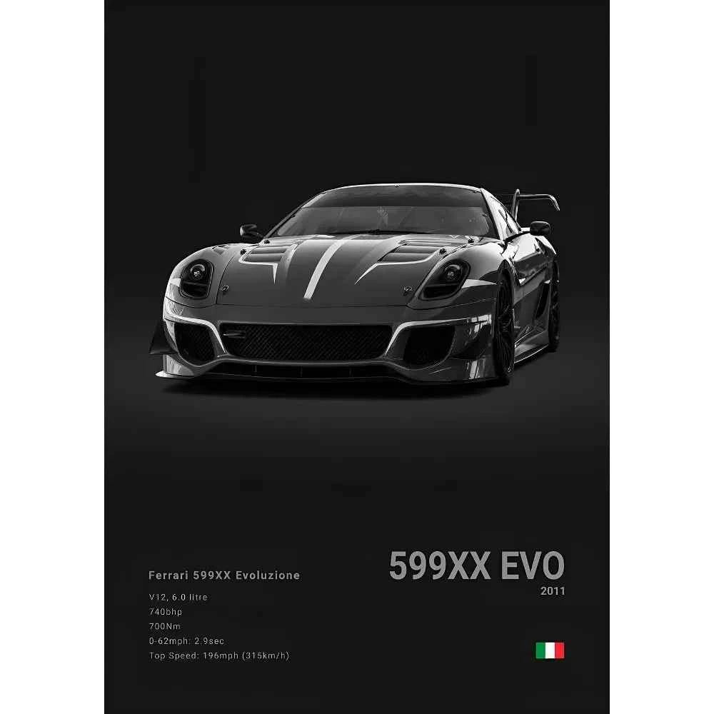 F-Ferrari Black Car Famous F40 ENZO SF90 F12 Poster Sticky Wall Art Printing Waterproof Home Living Bed Room Bar Aesthetic Decor
