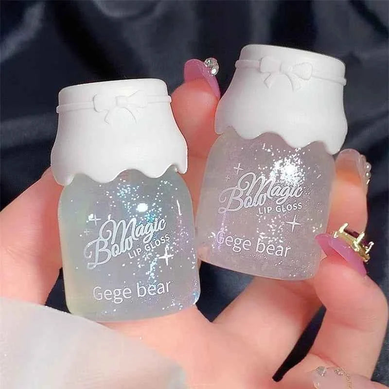 Cute Milk Jar Lipgloss Lip Plumper Oil Colorless Glitter Lipgloss Long Lasting Moisturizing Lipstick Lipgloss Makeup Cosmetics