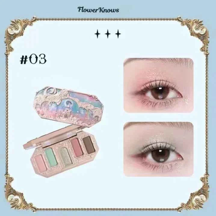 Flower Knows Moonlight Mermaid Eyeshadow Palette 8-Color Matte Shimmer Glitter Eye Makeup Cosmetics Women Beauty Eye Shadow