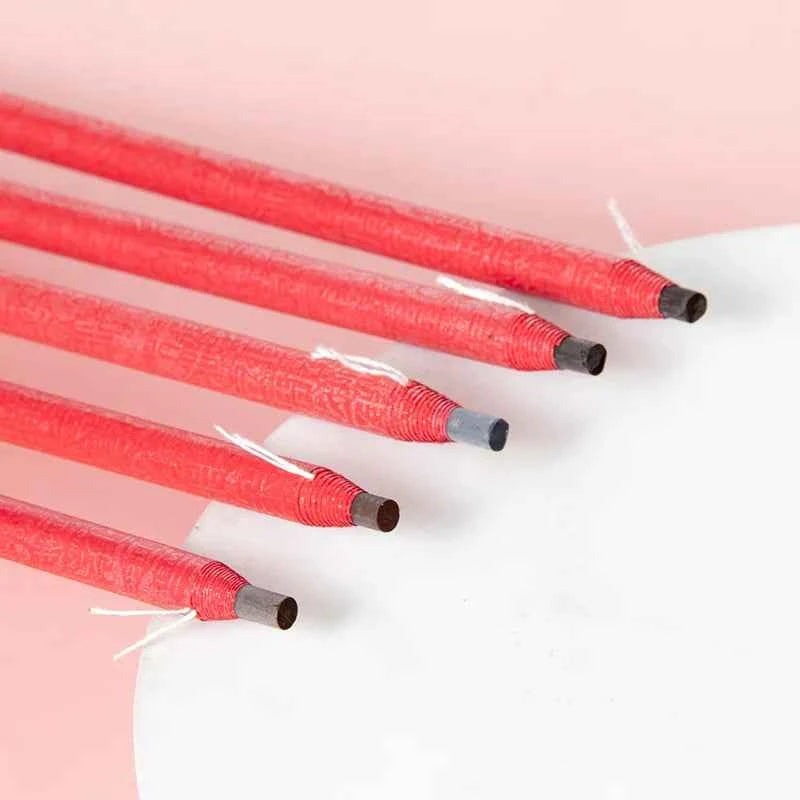 1pc Red Eyebrow Pencil Waterproof Makeup Non-smudge Cosmetics Eyebrow Enhancers Pull-Off Sharpener Golden Beauty Tools Wholesale