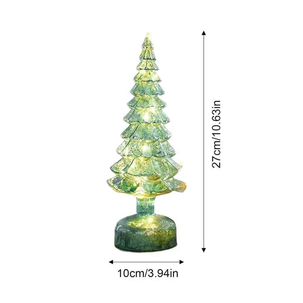 Mini Glass Christmas Tree with Lights Lighted Glass Christmas Tree Battery Operated Christmas Tree Night Lights Tabletop decor