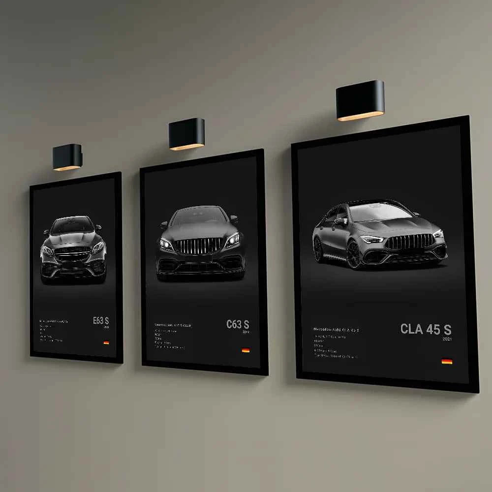 Cool M-MerCEdes-B-BeNZz-AMG GT G C63 300 500SL EVO A45 SLS R Poster Home Living Room Wall Art Garage Room Decor