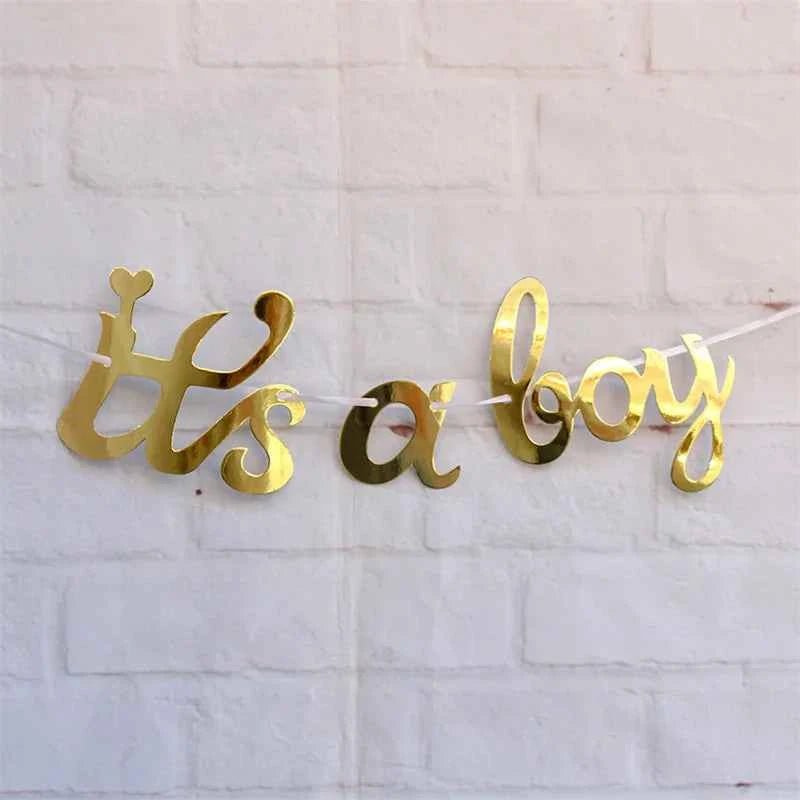 Gold Silver Blue Happy Birthday Banner Bunting Paper Birthday Party Hanging Garland Banner Boys Girls Baby Shower Decoration