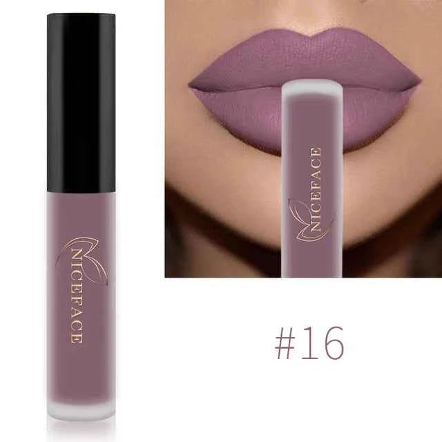 NICEFACE 34 Color Lip Gloss Waterproof Nude Matte Liquid Lipstick Moisturizing Long Lasting Lipgloss Lip Makeup Beauty Cosmetics