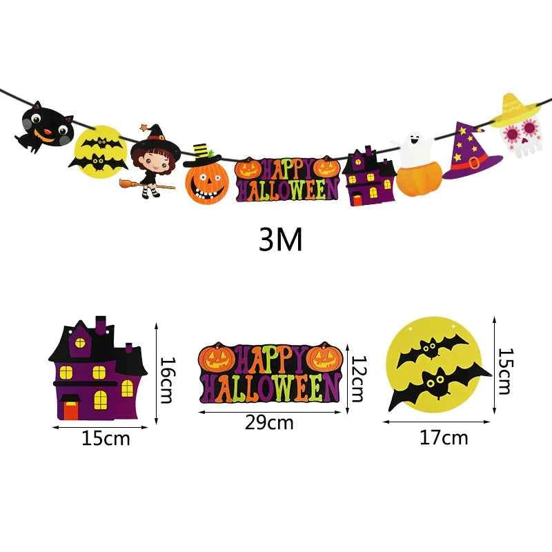 2023 Year Happy Halloween Banner Garland for Halloween Home hanging ornament Decorations Kids Child Favors Creative gift