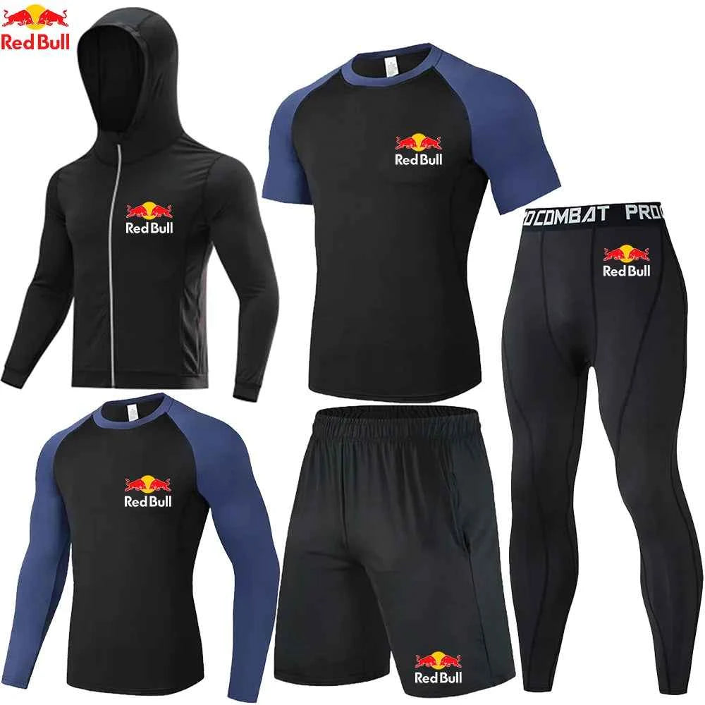Red Bull Compression Sportswear Suits Men's Gym Tights Training Clothes Workout Jogging Set Running Rashguard Tracksuit For Men