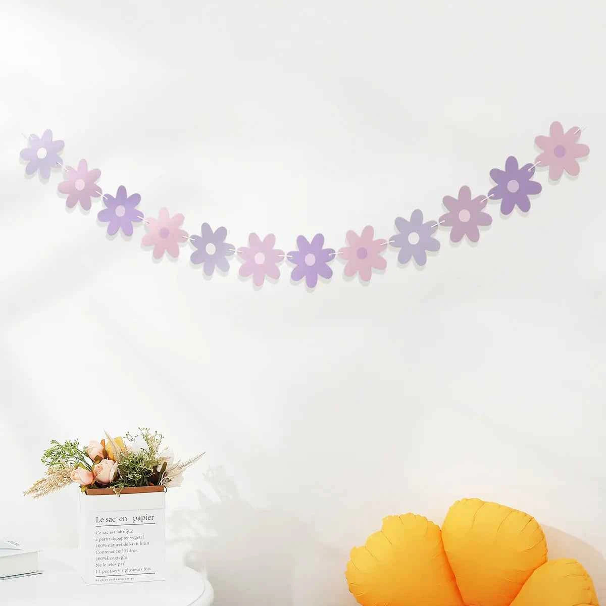Rainbow Color Birthday Happy Party Banner Be Happy Hanging Banner Garland Daisy String Banner Wedding Banner Home Party Decor
