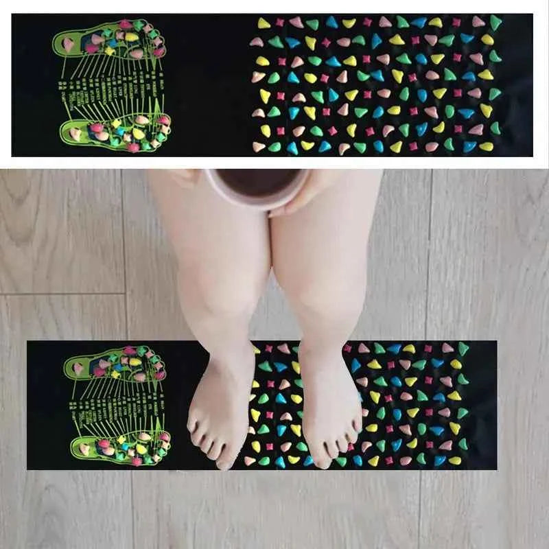 Foot Massage Mat Rock Stone Foot Massage Mat Rug Anti-Slip Foldable Reflexology & Relaxation Tool For Long Sitting Elderly