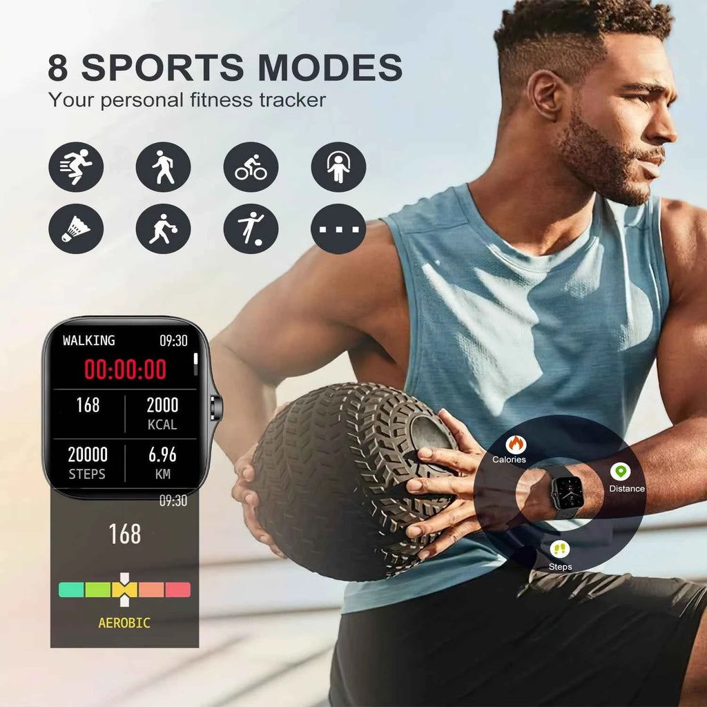 1.69" Touchscreen Smartwatch | Wireless Calls Watch, Fitness Tracker for iPhone/Android, Sports Watch, Great Gift for Family