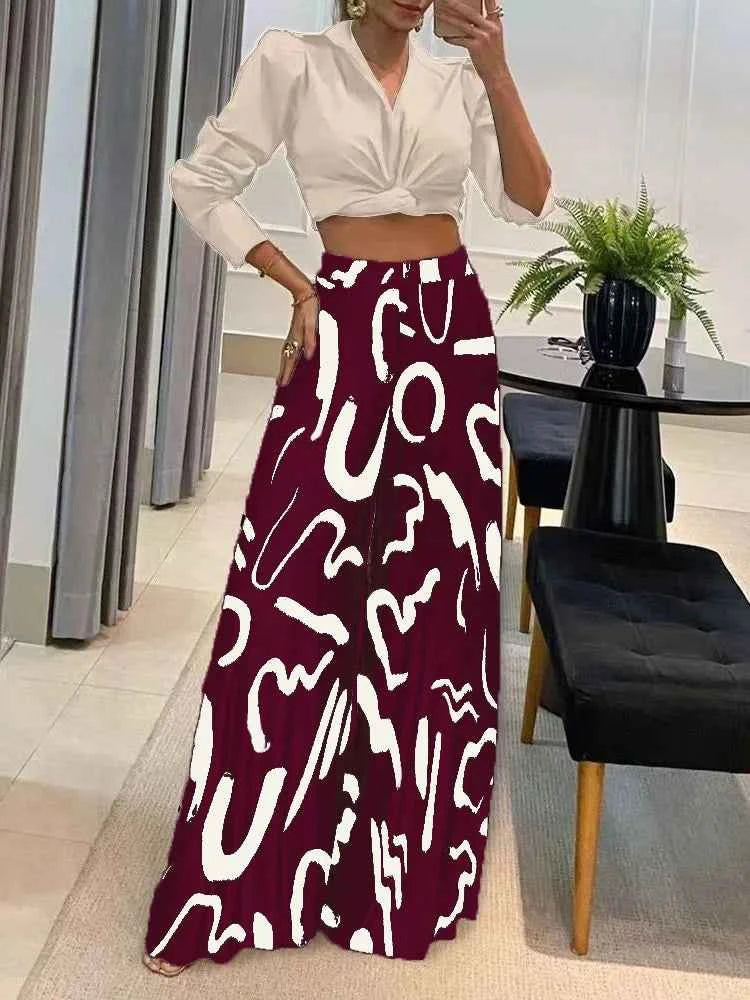 Pantalon Large Élastique Imprimé Femme