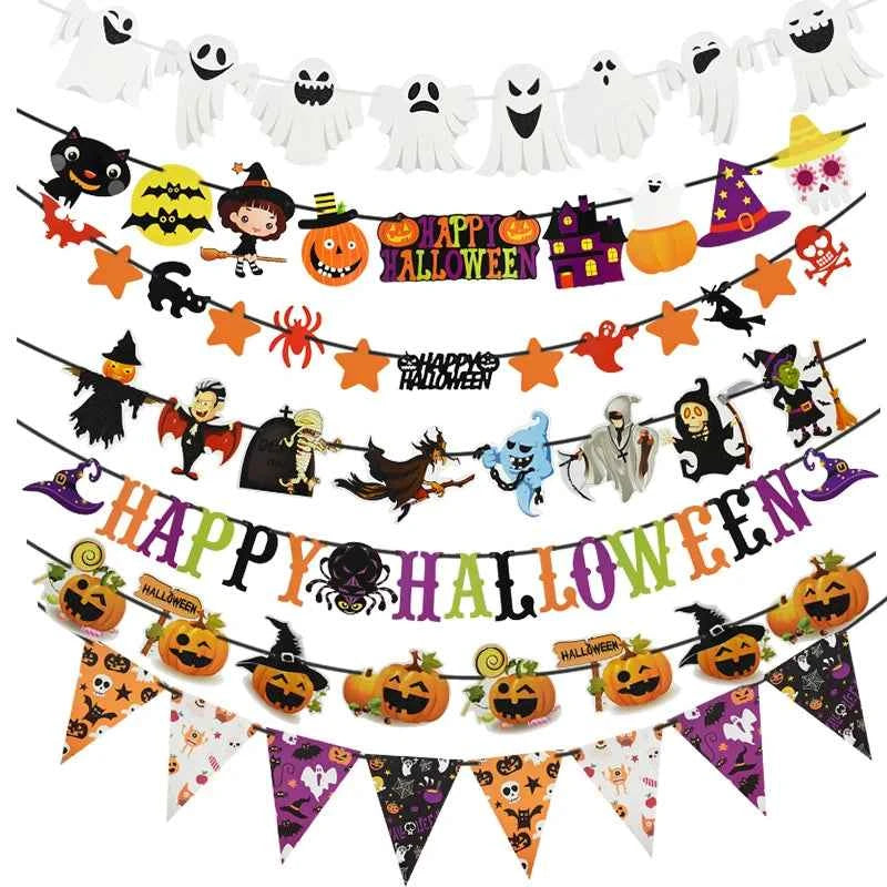 2023 Year Happy Halloween Banner Garland for Halloween Home hanging ornament Decorations Kids Child Favors Creative gift