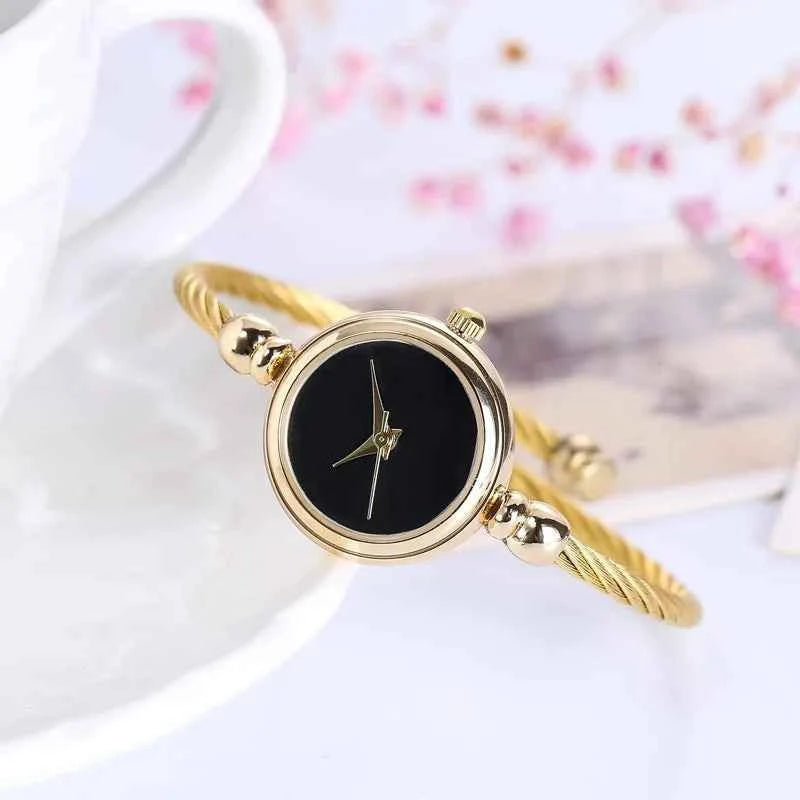 2PCS Women's Watches Fashion Gold Fine Strap Ladies Bracelet Watch Female Wrist Watch Women Clock Relojes