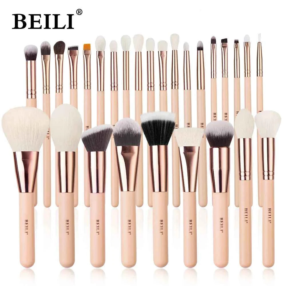 BEILI Pink Makeup Brushes Set Premium Foundation Contour Powder Blush Eyeshadow Highlighter Cosmetics Tool brochas de maquillaje