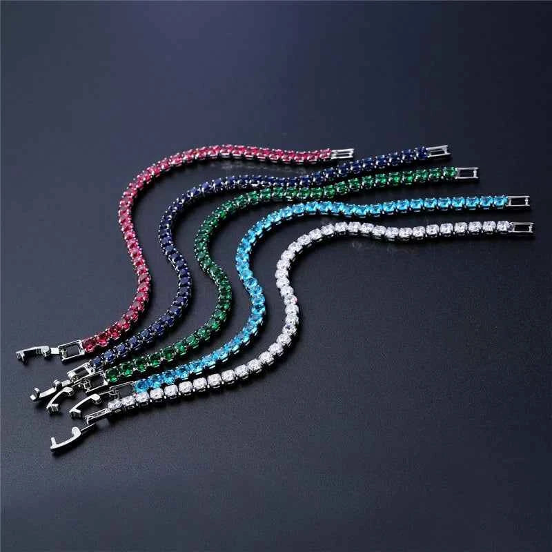 Luxury Hiphop Iced Out 4mm Cubic Zirconia Crystal Tennis Bracelets For Women Men Gold Color Silver Color Bracelet Chain Jewelry