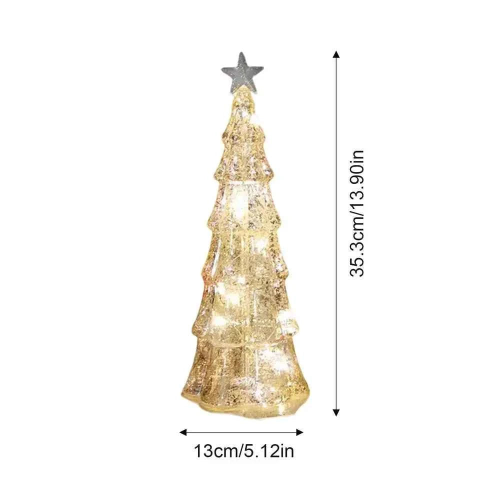 Mini Glass Christmas Tree with Lights Lighted Glass Christmas Tree Battery Operated Christmas Tree Night Lights Tabletop decor