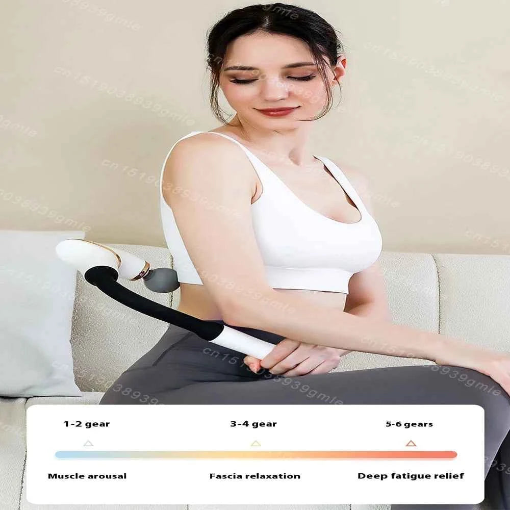 Bending Fascia Gun Handheld Electric Percussion Hammer Back Waist Vibration Pulse Massage Gun Body Relax Shaping Fitness Tool