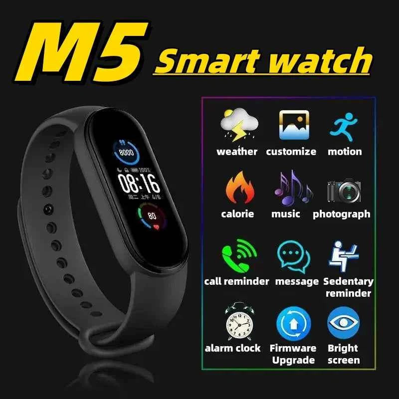 M5 smartwatch digital men and women Bluetooth fitness tracker watch exercise heart rate blood pressure Android iOS