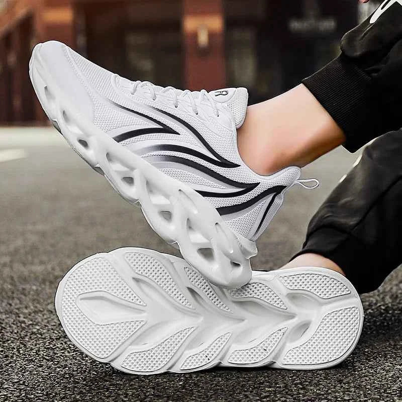 Running Shoes Men Fashion Athletic Sports Blade Cushioning Sneakers Knit Jogging Trainers Flame Printed Lightweight Running Shoe