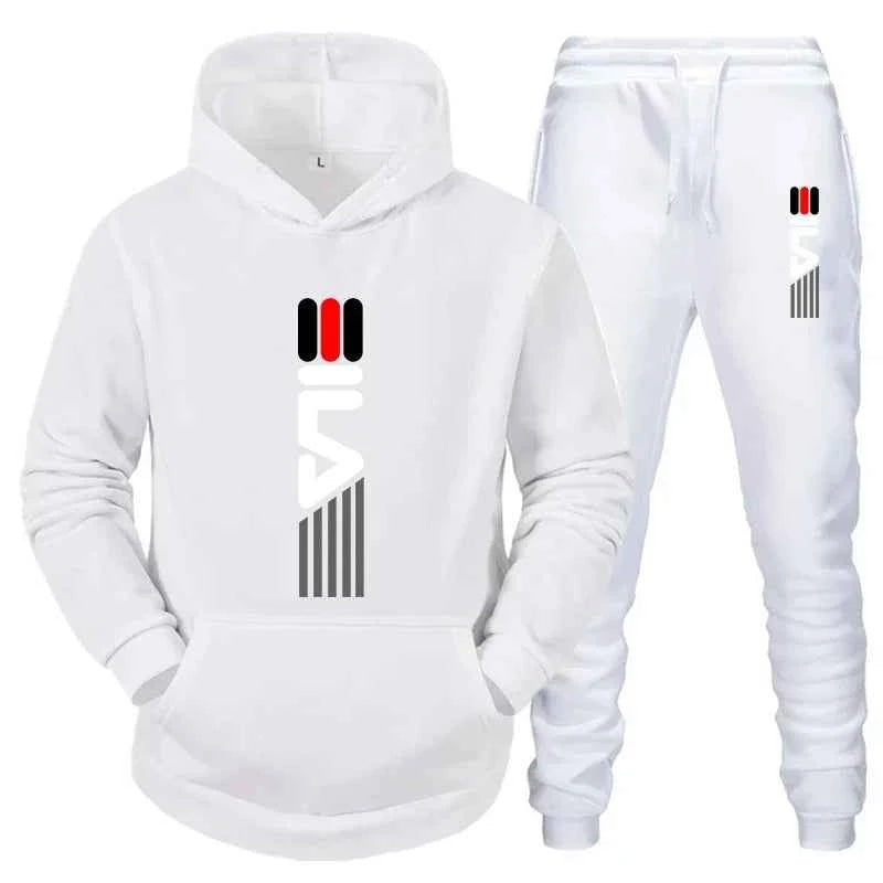 Men's Tracksuit Hooded Sweatshirt+Sweatpants 2 Pcs Sets Sports Suit Casual Jogger Sportswear 2 Piece Male Fleece Streetwear Sets