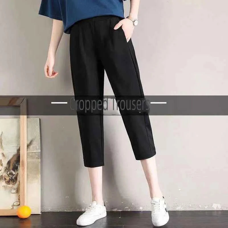 Pantalon Élégant Femme Taille Haute Noir