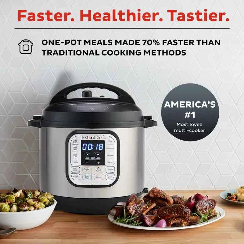 Instant Pot Duo 6-Quart 7-in-1 Electric Pressure Cooker with Easy-Release Steam Switch , Slow Cooker, Rice Cooker, Steamer