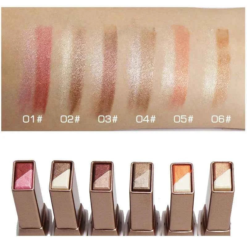 Double Color Glitter Eye Shadow Stick Matte Eyeshadow Make-up Waterproof Bicolor Shimmer Cosmetics Portable Lazy Beauty Makeup
