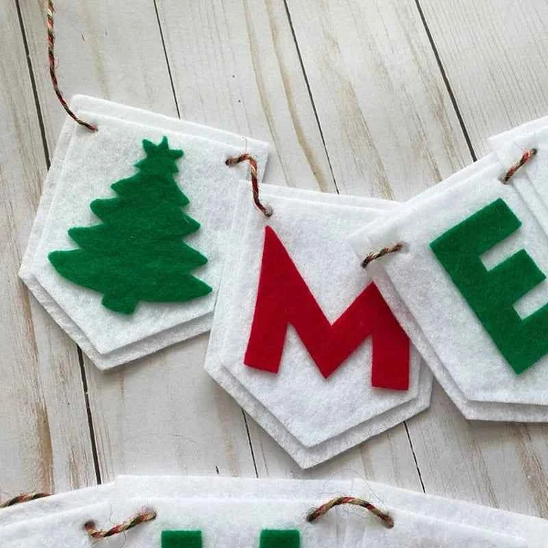 Felt Merry Christmas Garland Red Green Banner Home Festival Party Handmade Wall Hanging Atmosphere Decoration Banner