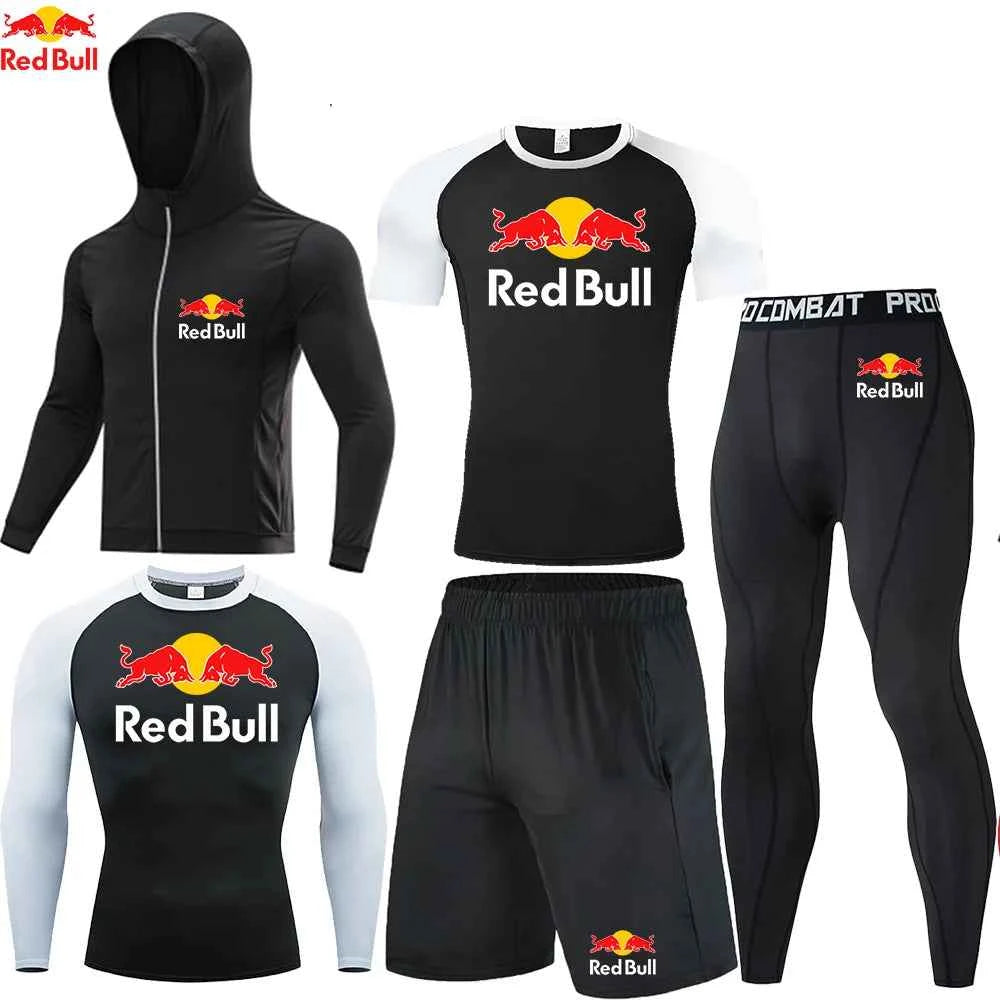 Red Bull Compression Sportswear Suits Men's Gym Tights Training Clothes Workout Jogging Set Running Rashguard Tracksuit For Men