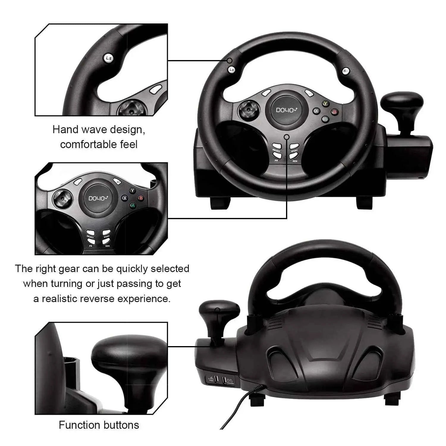 DOYO Gaming Racing Steering Wheel Volante for PC/PS3/Playstation 4/XBOX ONE/XBOX 360/Nintendo Switch/Android