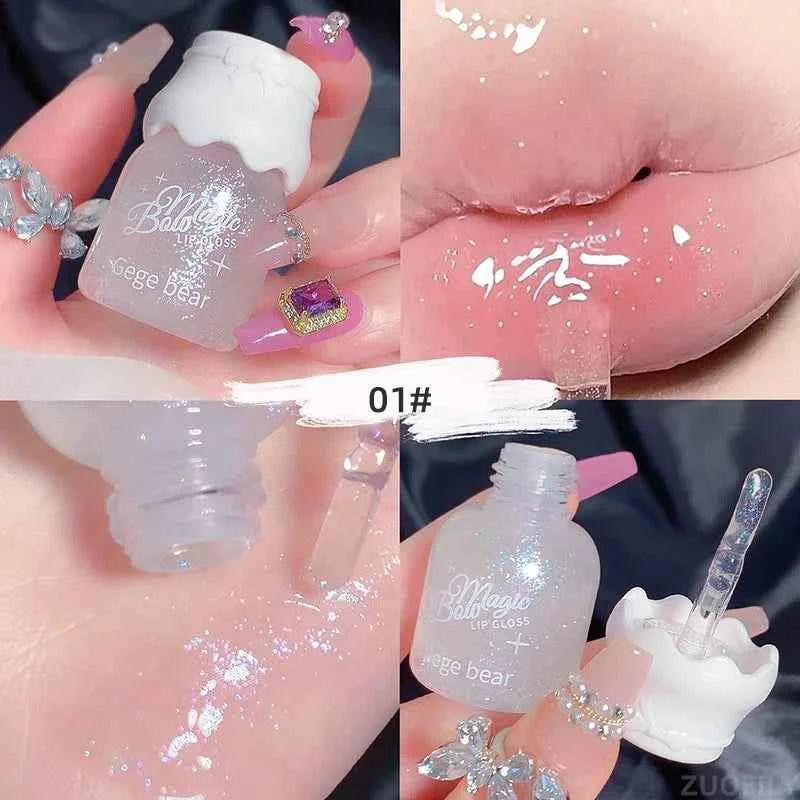Cute Milk Jar Lipgloss Lip Plumper Oil Colorless Glitter Lipgloss Long Lasting Moisturizing Lipstick Lipgloss Makeup Cosmetics