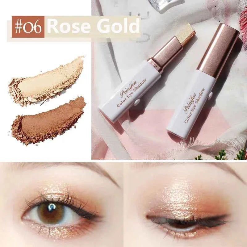 Double Color Glitter Eye Shadow Stick Matte Eyeshadow Make-up Waterproof Bicolor Shimmer Cosmetics Portable Lazy Beauty Makeup