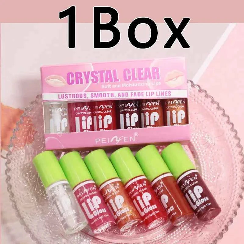 6PCS moisturizing lip gloss, transparent lipstick, sexy lips, lip cosmetics