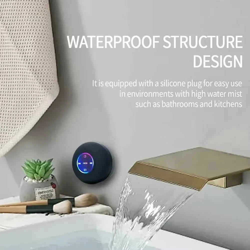 2025 Bathroom Waterproof Wireless LED Bluetooth Speaker Large Suction Cup Mini Portable Speaker Outdoor Sports Stereo Speaker