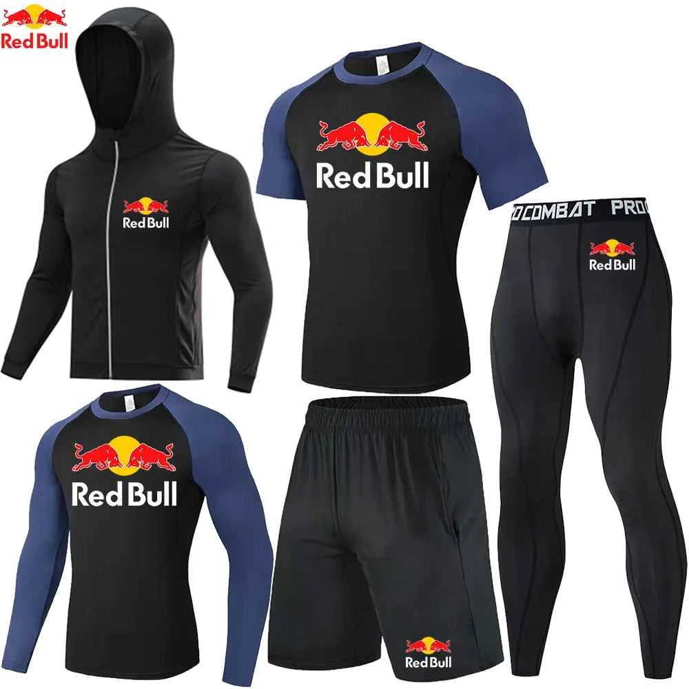 Red Bull Compression Sportswear Suits Men's Gym Tights Training Clothes Workout Jogging Set Running Rashguard Tracksuit For Men