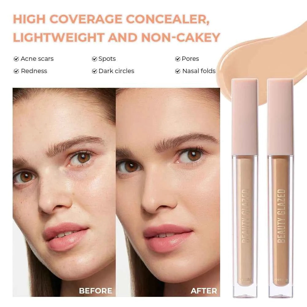 Beauty Glazed Renew Liquid Concealer,6 Colors Matte Flawless,Long-lasting Full Coverage,Waterproof for Face Makeup Cosmetics