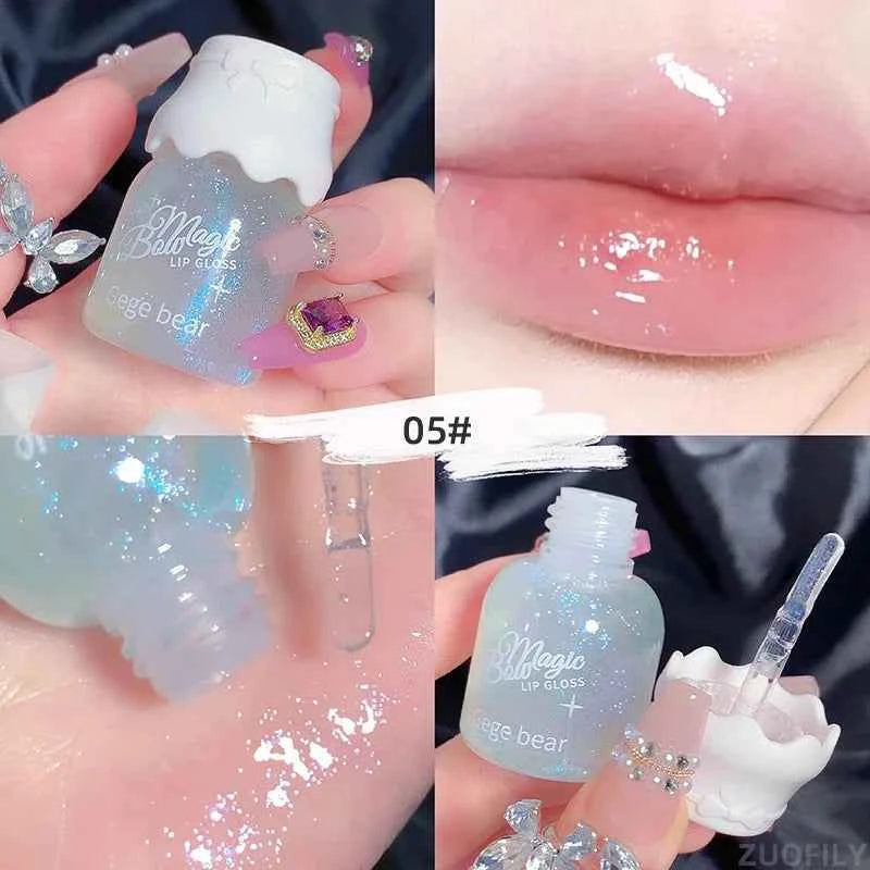 Cute Milk Jar Lipgloss Lip Plumper Oil Colorless Glitter Lipgloss Long Lasting Moisturizing Lipstick Lipgloss Makeup Cosmetics