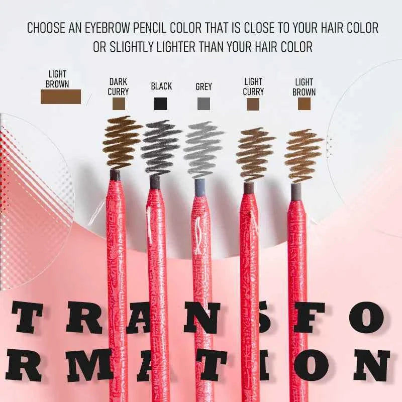 1pc Red Eyebrow Pencil Waterproof Makeup Non-smudge Cosmetics Eyebrow Enhancers Pull-Off Sharpener Golden Beauty Tools Wholesale