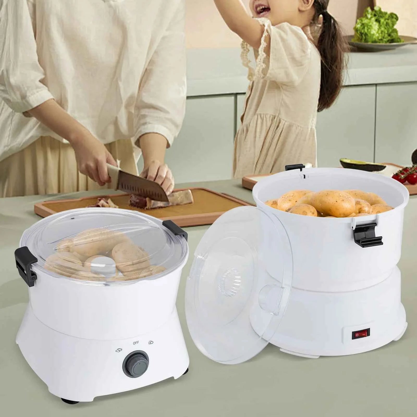 Potato Peeler Electric, Large Capacity Peeler with Stainless Steel Blades for Kitchens Restaurant Fast Food Shops