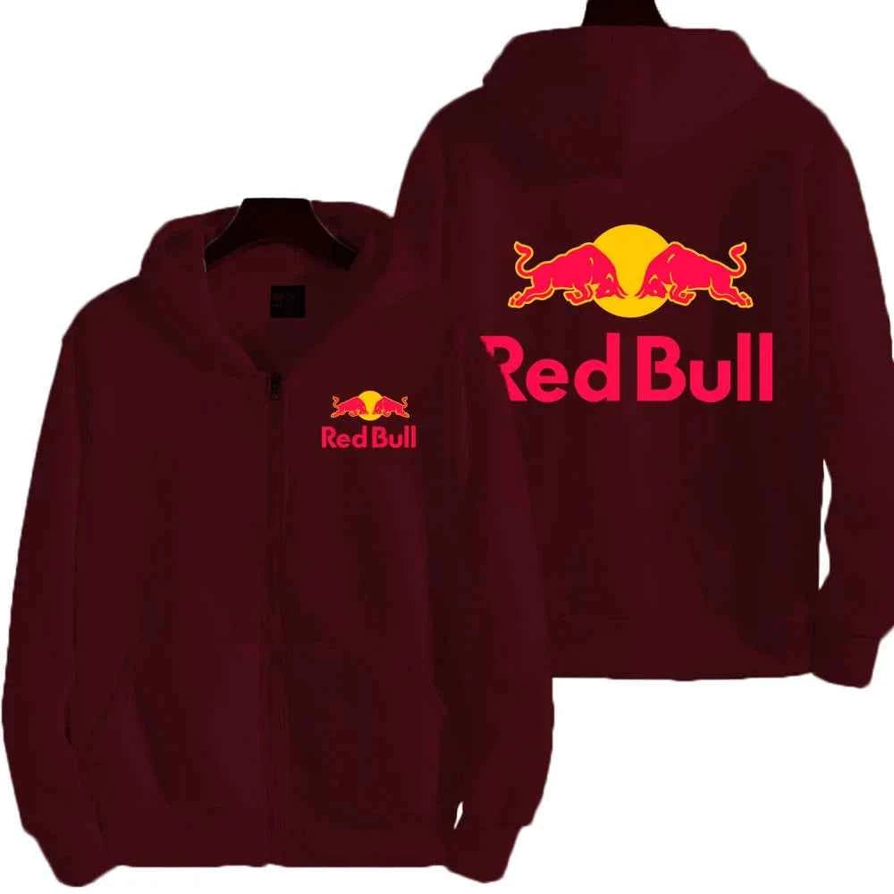 Red Bull Logo Racing Motorcycle Team Men Zip Up Hoodie Spring Autumn Fashion Man Sweater 2025 New Sport Woman Jacket Coats
