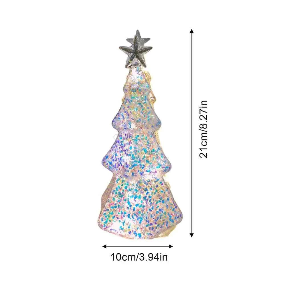 Mini Glass Christmas Tree with Lights Lighted Glass Christmas Tree Battery Operated Christmas Tree Night Lights Tabletop decor