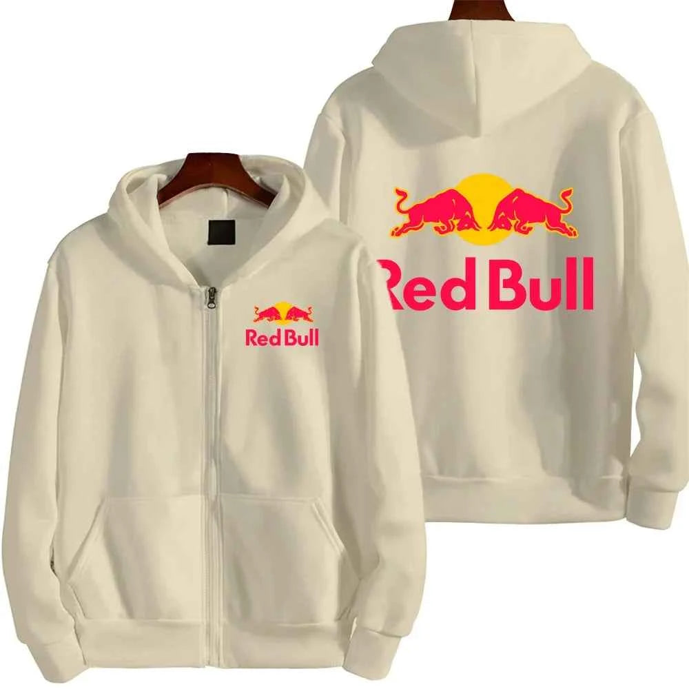 Red Bull Logo Racing Motorcycle Team Men Zip Up Hoodie Spring Autumn Fashion Man Sweater 2025 New Sport Woman Jacket Coats