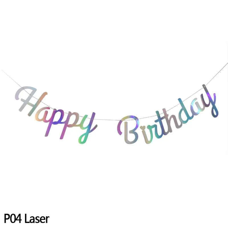 Happy Birthday Banner Bunting paper Birthday Party Hanging Garland Banner Baby Shower Decoration