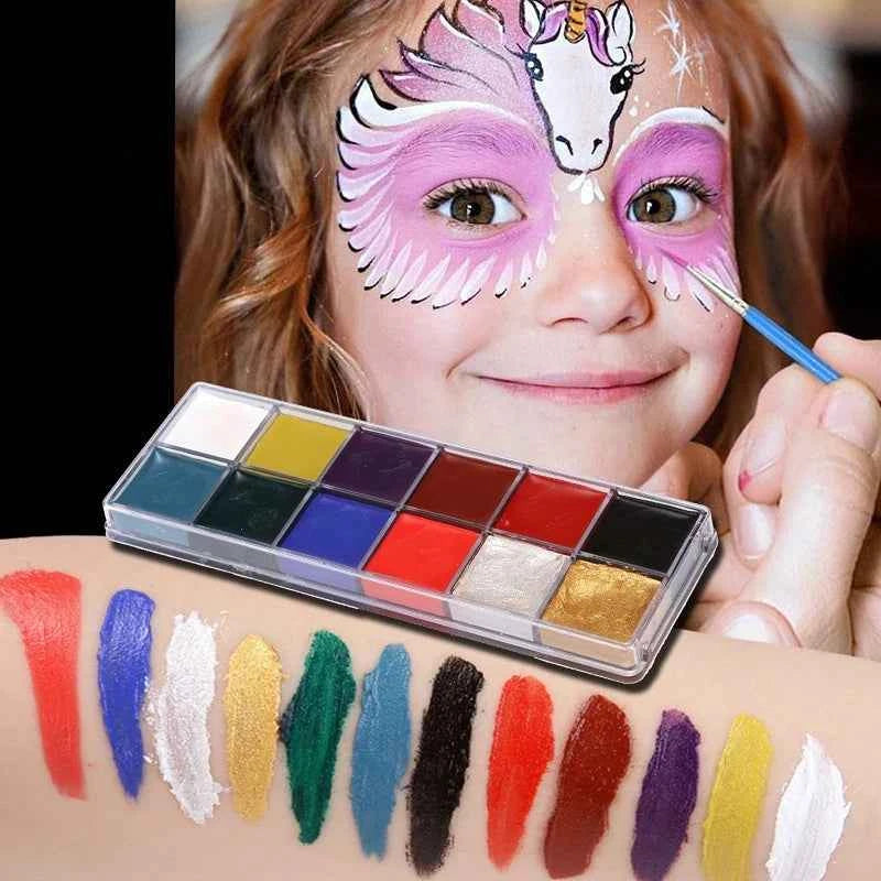 12 colors face&body paint child can use Performance makeup paint palette pinta caritas infantil halloween makeup festival